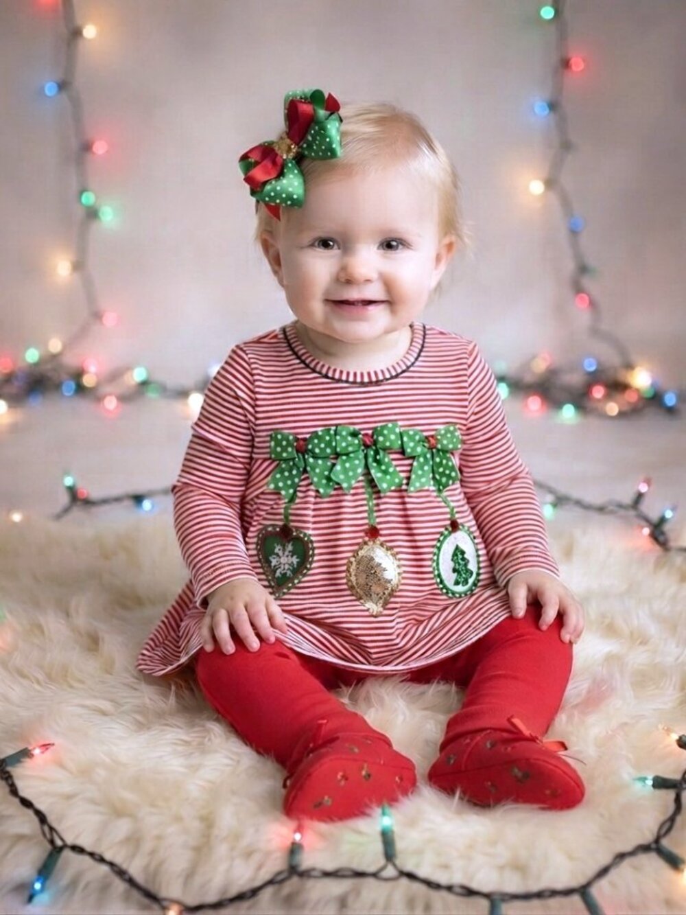 CUTE! Bonnie Baby Girls Christmas Outfit 2 Piece 3-6 Months NWT